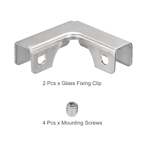 uxcell Glass Fixing Clip, 2pcs for 10-12mm 304 Stainless Steel L-Shaped Glass Connector Combination Bracket Reinforced Clamp for Glass Display Cabinet, Fish Tank - size: 10-12mm