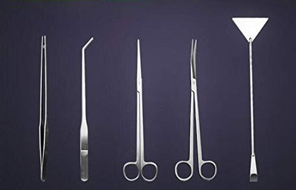 ZHONGJIUYUAN 5 in 1 Stainless Steel Aquarium Aquascaping Kit Aquarium Tank Aquatic Plant Tools Sets Tweezers Scissor Spatula