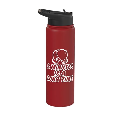 3 Minutes Is A Long Time Boxing Round Timer Training - Stainless Steel Insulated Water Bottle - color: Red