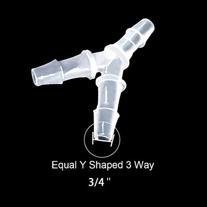 3/4" Hose Barb Fitting Equal Barbed Y Shaped 3 Way plastic Tubing Joint Splicer Mender Adapter Union for Oxygen Tubing Pipe Household Fuel Gas Liquid Air (Pack of 4) - size: 3/4 Inch
