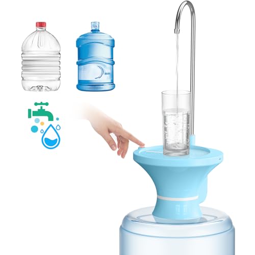 Water Dispenser for 2-5 Gallon Bottle, Electric Drinking Water Bottle Pump, Automatic Water Jug Pump Dispenser, USB Rechargeable and 2 Switch Control for Home, Office, Camping - color: Blue