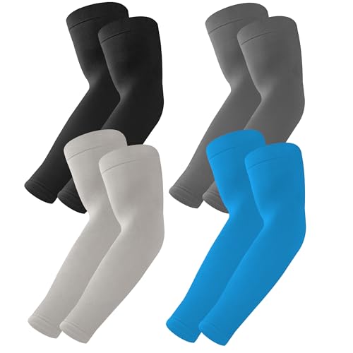 BHYTAKI UV 자외선 차단 팔 슬리브 6쌍, UPF 50 스포츠 쿨링 암 압박 슬리브 남성 여성 청소년용 - color: 블랙 1개+다크 그레이 1개+라이트 그레이 1개+스카이 블루 1개