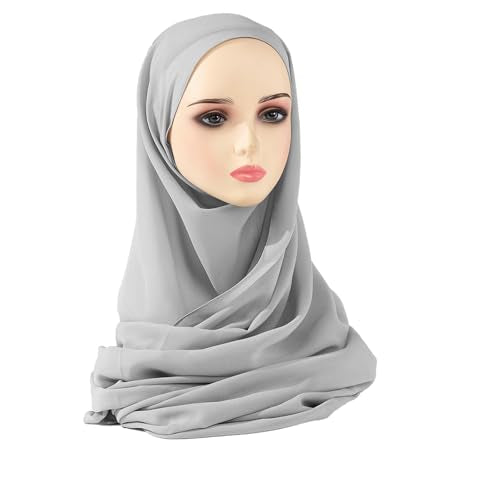 Chiffon Hijab Scarf Head Wrap Lightweight Scarves for Women Pashmina Shawls and Wraps for Evening Dresses Solid Color - color: Grey 3#