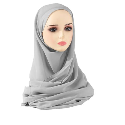 Chiffon Hijab Scarf Head Wrap Lightweight Scarves for Women Pashmina Shawls and Wraps for Evening Dresses Solid Color - color: Grey 3#