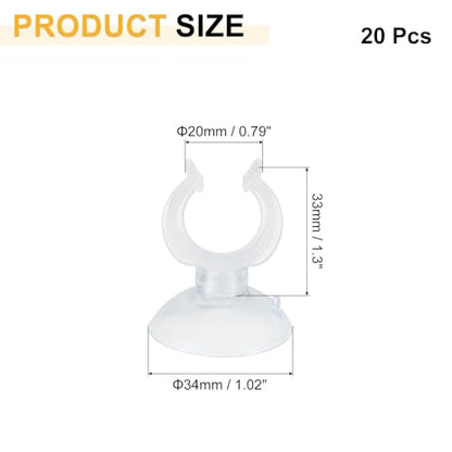 uxcell 20Pcs Aquarium Suction Cup Clips, 17mm Airline Tube Holders Clamps Cup Holder Sucker Tube Sucker for ID Airline Tubing Fish Tank, Clear - size: 17mm