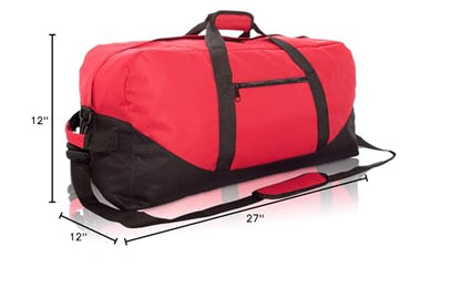 DALIX 25" Big Adventure Large Gym Sports Duffle Bag (Black Grey Navy Blue Red Camo) - color: Red