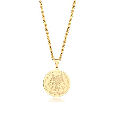 VNOX Seals of The Seven Archangels Pendant/Metatron’s Cub/Saint Michael Statement Necklace Talisman Pendant Amulet Jewelry - color: 2.Saint Michael-Gold