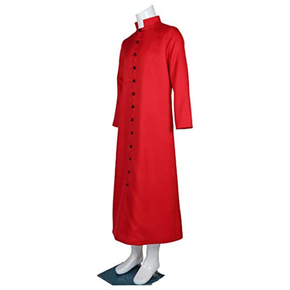 Men's Cassock Robe Church Robe Choir Minister Clergy Pulpit Liturgical 5 colors - color: Red, size: Small