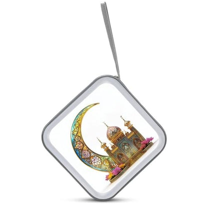 Stained Glass Golden Crescent Moon And Islamic House CD Case DVD Storage Case Portable CD Case Holder Storage CD Wallet Holder Organizer for Car Home Travel