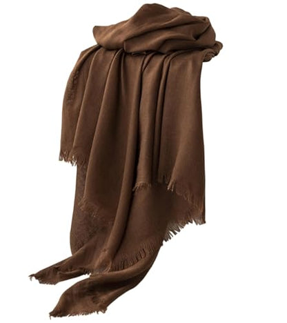 Women Summer Scarfs Large Long Lightweight Linen Beach Gauze Shawl Wrap 75”×40” - color: Brown
