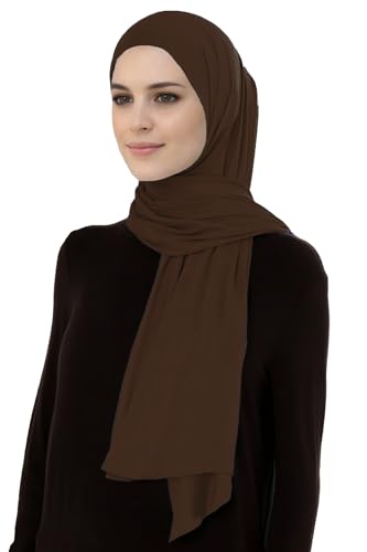 Lina & Lily Breathable Premium Modal Woven Hijab Head Scarf Shawl Wrap for Muslim Women Lightweight - color: Dark Brown
