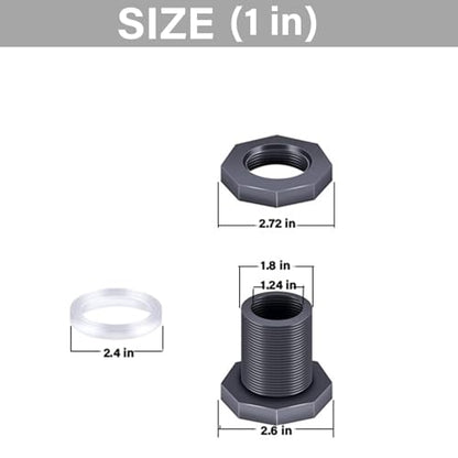 2 Pieces PVC Bulkhead Fitting 1Inch /1.5 inch Plastic Pipe Connector for rain Barrel Aquarium Bulkhead Tank Bulkhead Aquarium Bulkhead (1 inch) - size: 1 Inch