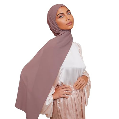 Premium Chiffon Hijab Scarf for Women Lightweight Non Slip Fashion Scarves - color: Earth Grey, size: 1 Pack