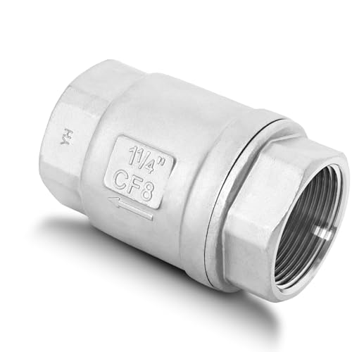 1-1/4" NPT Vertical Spring Check Valve Stainless Female Thread 1000WOG DN32 | Non-Return Heavy-Duty Lift Spring Design, Prevent Backflow, Protects Pumps, Quick Shutoff, for Vertical Piping, Water Oil Gas - size: 1-1/4"-NPT