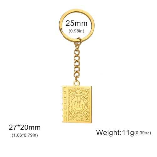 Keychain with Allah Square-shaped Keychain Islam Surah Koran Muslim Amulet Allah Keyrings Religious Keychain Jewelry - color: Allah-k-g