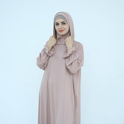 Muslim Dress for Women Pakistani Kaftan Abaya Robe Arabic Islamic Prayer Clothes Dubai Outfits - color: Taro
