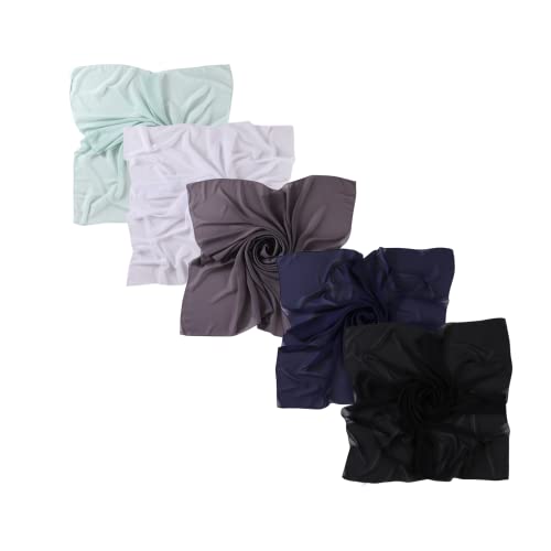 43 Inch Large Chiffon Square Hijab Hair Scarf for Muslim Shawls Headscarf for Women Bandana Turban Wrap Scarves - color: Black +Navy+ Dark Grey + White + Green