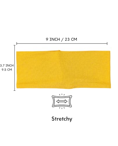 Prien Women Cotton Hijab Cap, Stretchy Head Cover, Pre-Sewn Inner Muslim Scarf Undercap, Non Slip Headband for Daily Wear - color: Deep Yellow