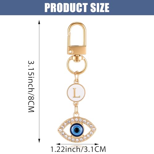 XGALBLA Small Evil Eye Keychains Initial Letter Key Chains for Women Men Car Key Bag Purse Charm- Good Luck Amulet Protection - color: Evil Eye 2-l