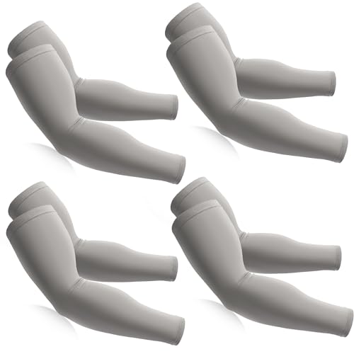 BHYTAKI Cooling Compression Arm Sleeves for Men Women,UPF50 UV Sun Protection Sleeves for Work Sport Tattoo Cover Up - color: 4 Light Gray