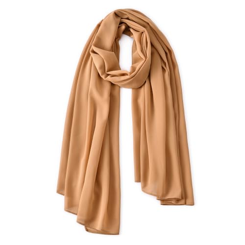 Yeieeo Chiffon Head Wraps for Women - Solid Color Fashion Bubble Chiffon Scarf Hijab - color: Nude