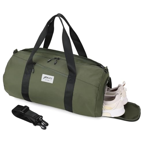 BESMART Gym Bags for Men with Side Pocket，38L Large Sports Gym Duffle Bag | Adjustable Strap&Shoe Compartment, Waterproof, Spacious, Wet Pocket, Durable Duffel Bag for Gym,Travel, Fitness,Olive Green - color: Olive green-with TPU pocket