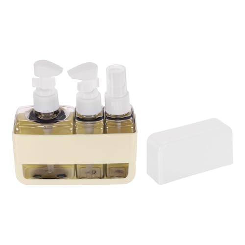 Travel Toiletries Bottles Set, Reusable 3-in-1 Kit Liquid Bottles Containers Leak Proof Spray & Lotion with Labels - Fitting for (Travel/Hotel/Gym/Perfume), 3Pcs & 50/100ml & Beige - color: Beige