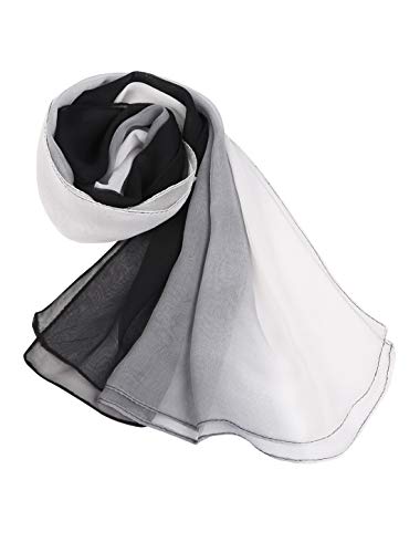uxcell Women'sChiffon Sheer Long Scarf Silky Gradient Party - color: Black White