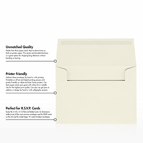 LUXPaper A2 Classic Linen Invitation Envelopes | 4 3/8" x 5 3/4" | Natural White | 70lb. Text | 50 Qty - color: 70lb. Classic Linen Natural White, size: 50 Qty.