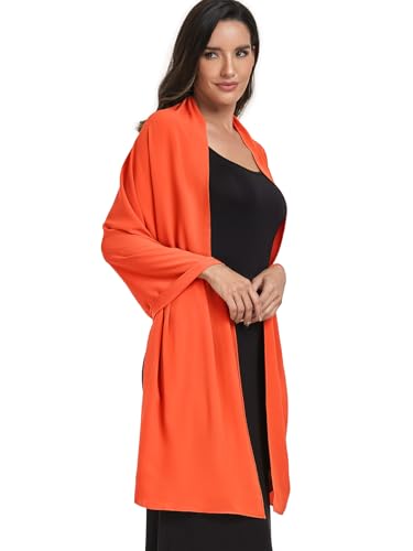 Chiffon Shawl and Wraps for Women Warm Scarves Wedding Evening Bridal Scarfs Pashmina Shawls - color: Orange