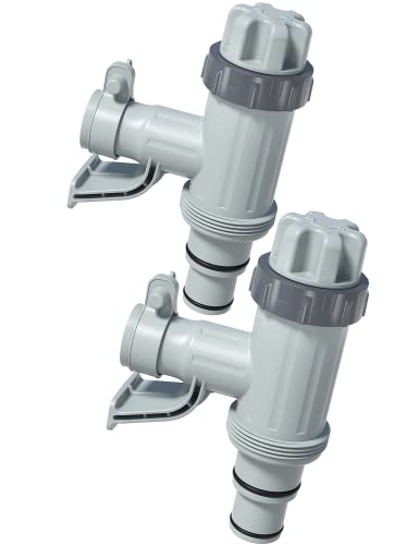 Round-Top Pool Hose Adapter Kit with Plunger Valve, 2 Pack | Includes 2 round-top adapters, plunger valves and pipe holders for secure hose connection and water-flow control. - style: Round Top 2 PACK