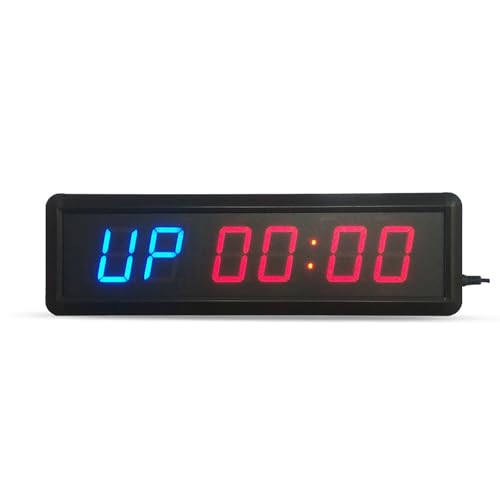 Gym Timer Clock, Boxing Interval Timer with LED Display Screen &Remote Control, 2 Display Format Adjustable and Support Counting Down, 20 Groups of Training and Rest Can Be Set, for Home Use