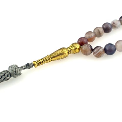 Muslims Islamic Dhikr Tasbeeh Tasbih Prayer Beads, 99 Agate Beads with Tassel
