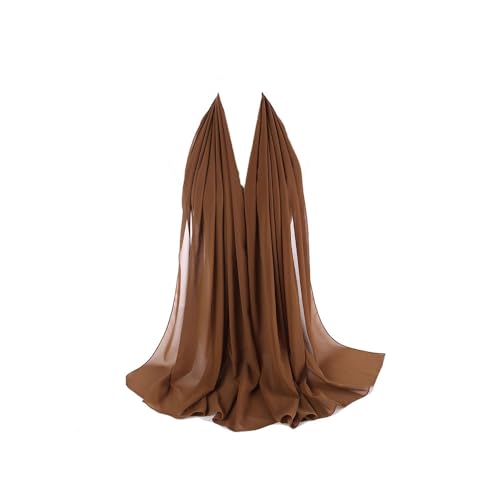 Premium Chiffon Hijab Head Scarf Shawl Wrap for Muslim Women Lightweight - color: Light Brown