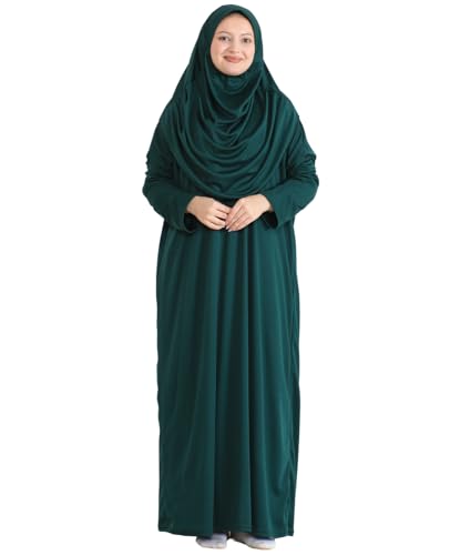 Prien Muslim Dress For Women With Hijab, Abaya, Instant Prayer Clothes Set, Islamic Wear, Dubai Kaftan Jilbab Burqa - color: Emerald, size: 3X-Large-6X-Large