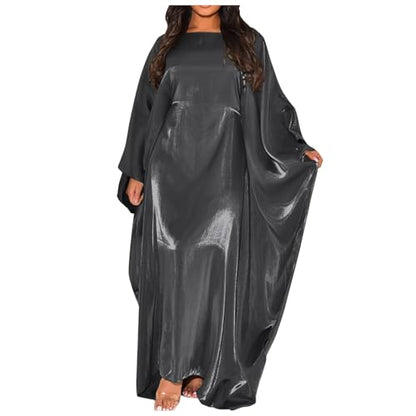 Muslim Dress Women One-Piece Prayer Dress Long Robe Long Sleeve Maxi Kaftan Dresses Islamic Clothes Set - color: Black