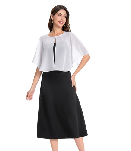 Baoqiya Capelets for women Chiffon Cape Soft Shawls and Wraps For Women - color: Ivory