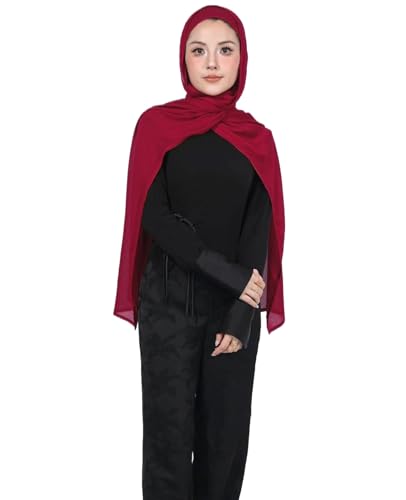 Modal Cotton Hijab Scarf for Women with Undercap Set - color: Fresh Burgundy