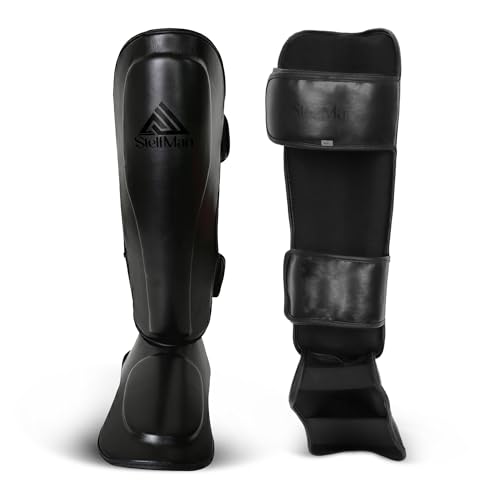 MMA Shin Guards for Men & Women | Lightweight Kickboxing Shin Pads with Foot Protection | Muay Thai, Sparring, Martial Arts & MMA Training Gear