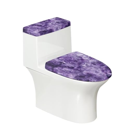 Marble Purple Toilet Lid Covers & Toilet Tank Lid Cover Elastic Edges Universal Fit Standard Oblong Elongated Toilet Home Xmas Decoration - color: Marble Purple