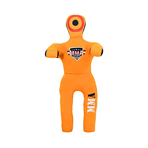 Kids Grappling Standing Dummy - Unfilled – Wrestling, Jiu-Jitsu, MMA Training Dummy with Moveable Arms and Legs – Durable Polyester Fabric - color: Yellow-Stand, size: 3 ft-36 Inch