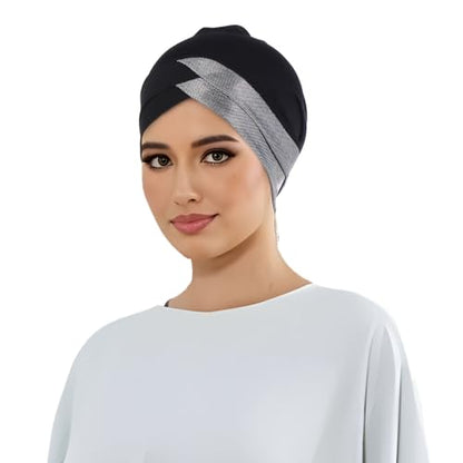 PURFUN 2 Pcs Muslim Inner Hijab Caps Women Girls Stretchy Breathable Full Cover Undercap Tube Bonnet Under Scarf Hats Beanie - color: White+deep Grey/2pcs
