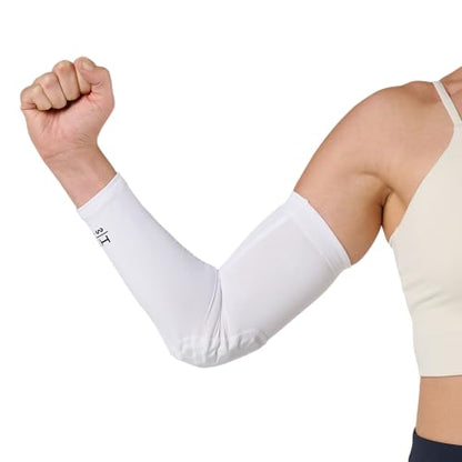 McDavid HEX Shooter Arm Sleeve Single Padded Compression Sleeve Basketball Football Sports Protection - color: Viz White, size: Medium