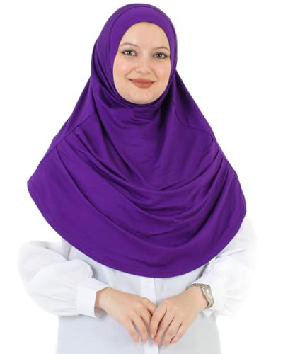 Prien Ready To Wear Hijab For Women, Instant Turban, Soft Muslim Scarf For Prayer, Long Hijabs, Islamic Clothes, Jersey Abaya - color: Purple