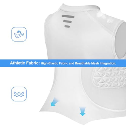 Youth Padded Compression Shirt Baseball Chest Protector Heart Sternum Guard - color: White, size: Large