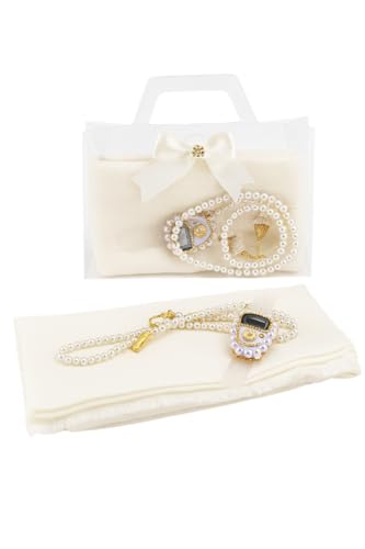 Premium Hijab Gift Set – 3-Piece Muslim Set with Chiffon Scarf, Prayer Beads (Tasbih) & Zikr Counter - color: White