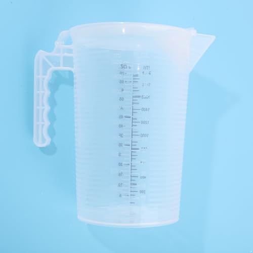 dPois Plastic Measuring Cup Thick Graduated Liquid and Dry Container Measuring with Handle Spout and Lid for Laboratory Kitchen Baking Transparent 2000ml - size: 2000ml
