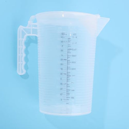 dPois Plastic Measuring Cup Thick Graduated Liquid and Dry Container Measuring with Handle Spout and Lid for Laboratory Kitchen Baking Transparent 2000ml - size: 2000ml