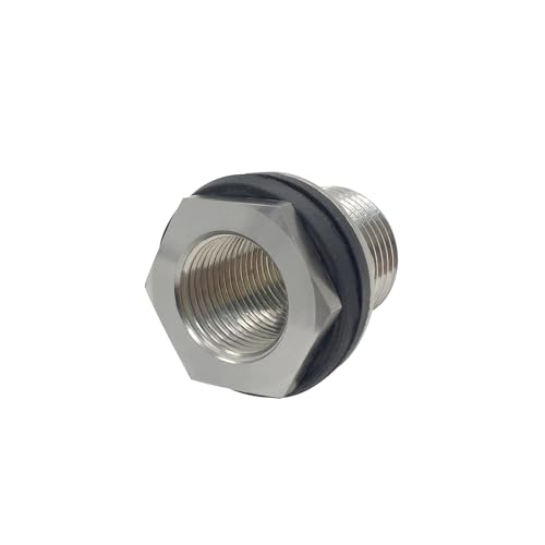 Beduan Stainless Garden Hose Bulkhead Fitting, 1 NPS Male to 3/4 GHT Female Bulkhead Water Tank Connector Thru-bulk Fitting for Rain Barrels, Aquariums, Sinks, Irrigation(Pack of 2) - size: 1 NPS Male x 3/4 GHT Female, style: PackOf 2