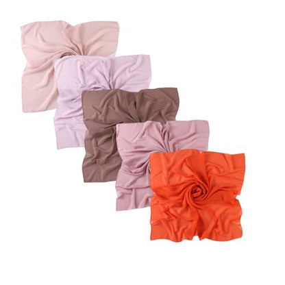 43 Inch Large Chiffon Square Hijab Hair Scarf for Muslim Shawls Headscarf for Women Bandana Turban Wrap Scarves - color: Orange + Brown + Leather Pink + Pink + Nude